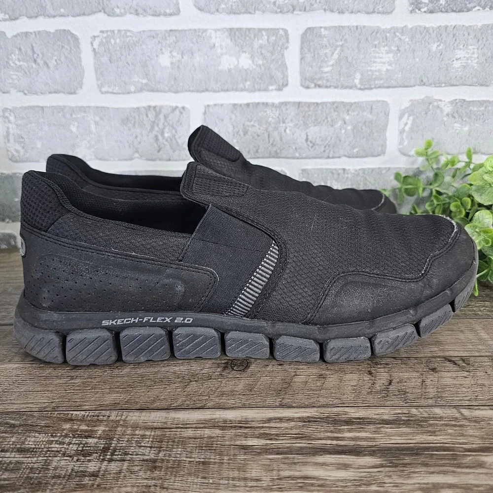 Skechers Skech-Flex 2.0 Mens Slip On Shoes Black 52621 BBK Size 12‎ Comfort